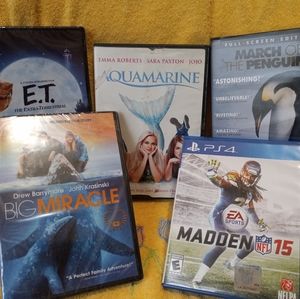 5 DVD, Two new, 3 opened